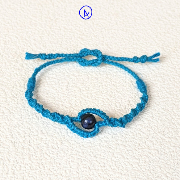 ☆Blue  tiger  eye★  ミサンガ  Bracelet  Hemp 5枚目の画像