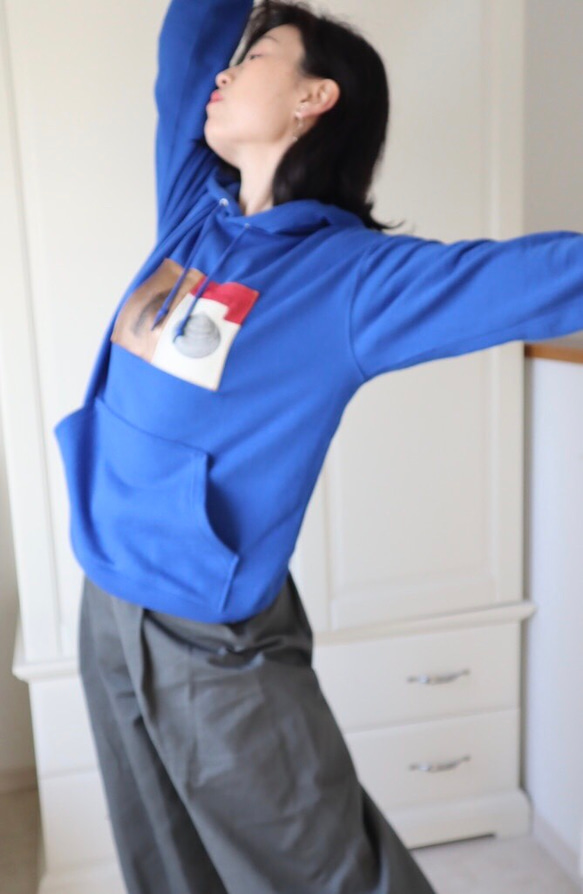 特別価格ーすぐ発送ーArt Sweatshirts-アートスウェットシャツー青-L 8枚目の画像