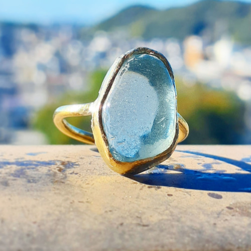 11～ 12号】ビーチグラス laulea ring /シーグラスリング 指輪・リング