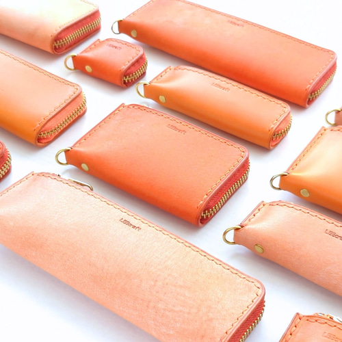 厚い革1枚のスリムペンケース ALASKA/アラスカ オレンジ イタリアン