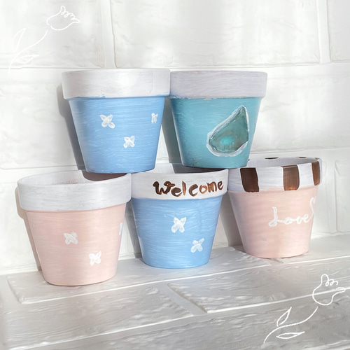 リメイク鉢 手書き 多肉植物 観葉植物 素焼き鉢 その他インテリア雑貨