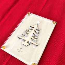 『小サイズ・クリスマスツリー』【真鍮金具×アクリル×木のアートパネル】ご自宅やプレゼントに☆ 2枚目の画像