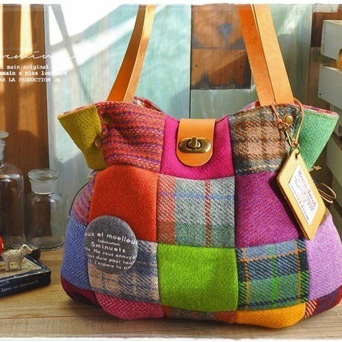Harris Tweedのパッチワークトートバッグ マザーズバッグ 普段使いOK