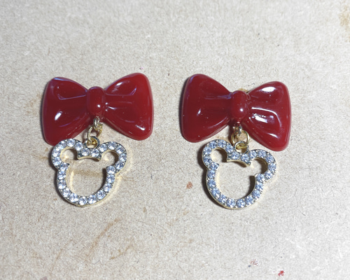 ☆CRISLU☆パーク限定 ミニーちゃん パール&リボンピアス 000000000890_QTTEOEJ.jpg