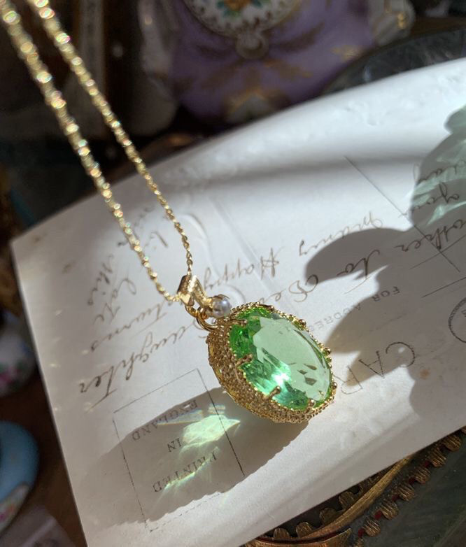 グリーン ウィロー オールドベニス キラキラ ウエスタンヴィンテージ レトロ 緑 ストーンネックレス