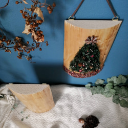 [ 2way ]ヒノキ丸太のはしっこボード＊北欧風クリスマスツリーの壁飾り【完成品】 3枚目の画像