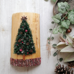 [ 2way ]ヒノキ丸太のはしっこボード＊北欧風クリスマスツリーの壁飾り【完成品】 10枚目の画像