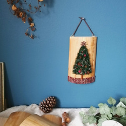[ 2way ]ヒノキ丸太のはしっこボード＊北欧風クリスマスツリーの壁飾り【完成品】 6枚目の画像