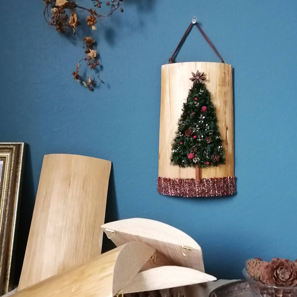 [ 2way ]ヒノキ丸太のはしっこボード＊北欧風クリスマスツリーの壁飾り【完成品】 12枚目の画像