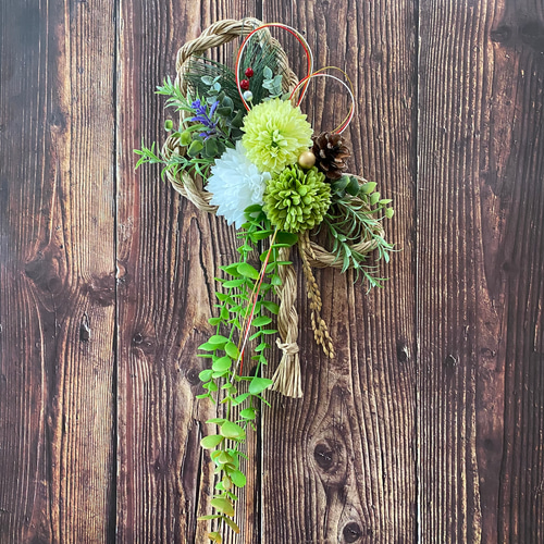 No.262 垂れ下がる八の字しめ縄リース 2023 ハンドメイドお正月飾り