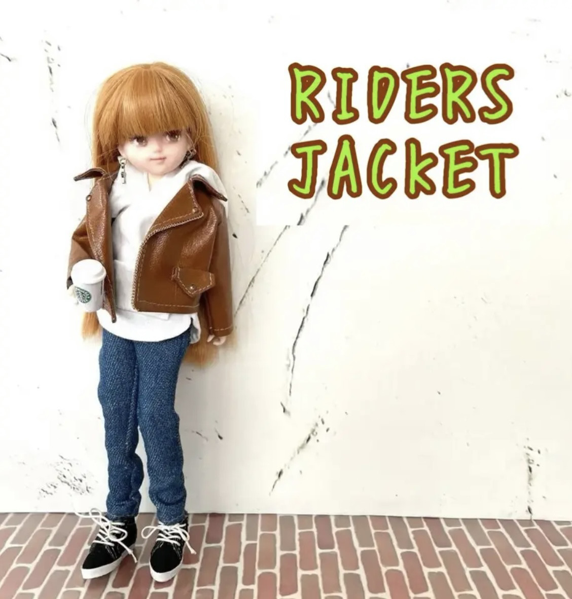 受注製作》リカちゃん ブライス ライダースジャケット（ブラウン