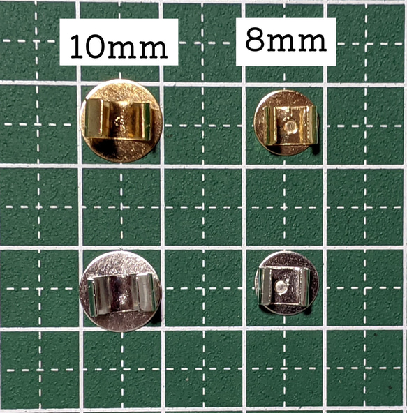 留め具 台座付き ヘアゴム用 50個 ゴールド 8mm ハンドメイド 素材 DIY 銀 大容量 とめ具 6枚目の画像