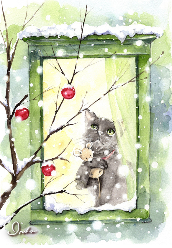 ポストカード6枚セット【黒猫のいる風景】 絵画 いろは癒し塾