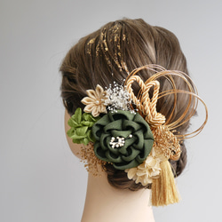 【ななみ様】専用　オーダー髪飾り F40 オーガンジーリボンとドライフラワーの髪飾り ピンク ヘッドドレス