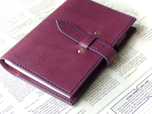 イタリア革の手帳カバー／A6サイズ／紫 4枚目の画像