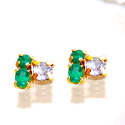 - double - Emerald & Tanzanite Earrings/Pierce 1枚目の画像