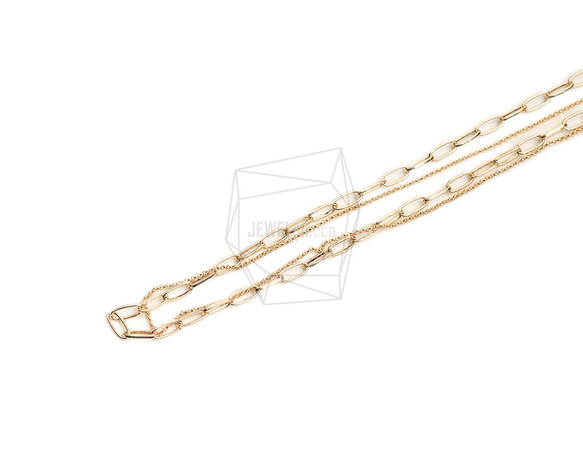 CHN-070-G【1個入り】ダブルネックレスチェーン,Two Chains necklace 1枚目の画像