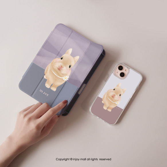 iPad case 12.9/Air5/iPad 9/mini 6系列 Smart cover皮革平板保護套 療癒兔兔 第2張的照片