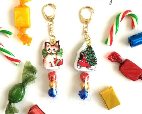 Merry X'masハンドメイド キーホルダー SALE＞X'mas☆小さなお菓子キーホルダー キーリング