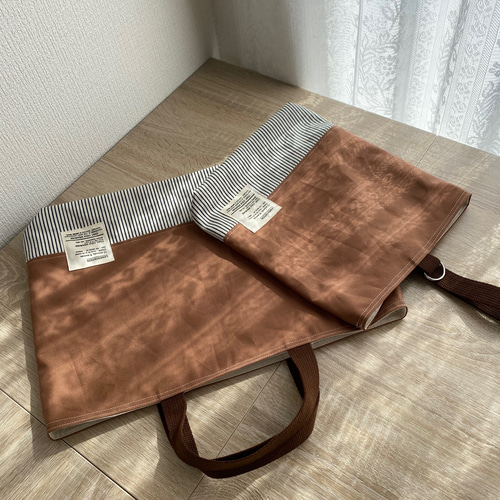 高学年まで使える！レッスンバック&上履き入れ ナッツ色のキャンバス