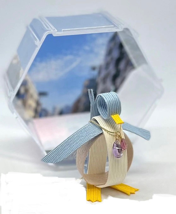 希望のペーパー・ペンギン（天然石アメジスト・トルマリン付き） 1枚目の画像