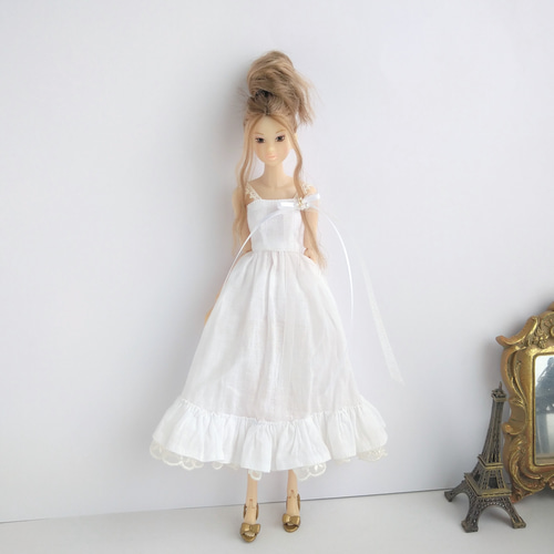 783【momokoDOLL ワンピース】白のガーゼのキャミワンピ 783【momokoDOLL ワンピース】白のガーゼのキャミワンピ その他人形