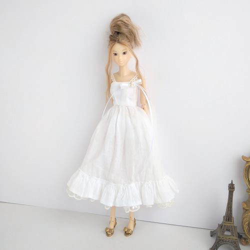品質が完璧 783【momokoDOLL その他 ワンピース】白のガーゼのキャミワンピ あみぐるみ