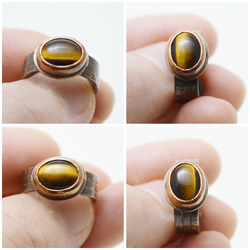 簡單系列-虎眼石‧硫化紅銅開放戒圍戒指 第5張的照片