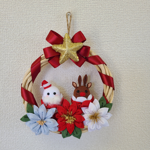 クリスマス】つまみ細工リース① 送料無料 リース kirarin 通販
