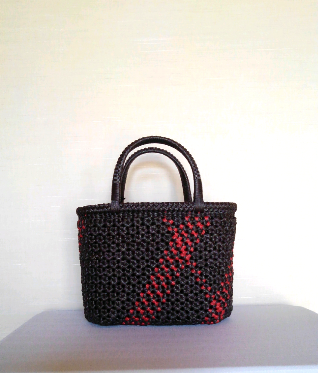 花結びクラフトかごバッグ(柿渋染め)