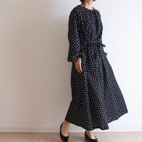 水玉ガーゼのワンピース 長袖 NO.253 ワンピース Mauve pink 通販