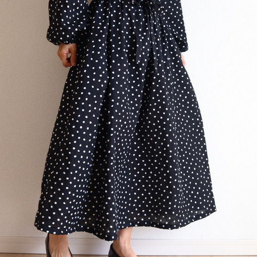 水玉ガーゼのワンピース 長袖 NO.253 ワンピース Mauve pink