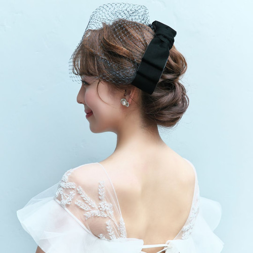 ヘッドドレス【ノワール】H-170|花嫁 ウエディング ベロア ヘッドドレス【ノワール】H-170|花嫁 ウエディング ベロア