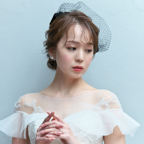 ヘッドドレス【ノワール】H-170|花嫁 ウエディング ベロア ヘッドドレス【ノワール】H-170|花嫁 ウエディング ベロア