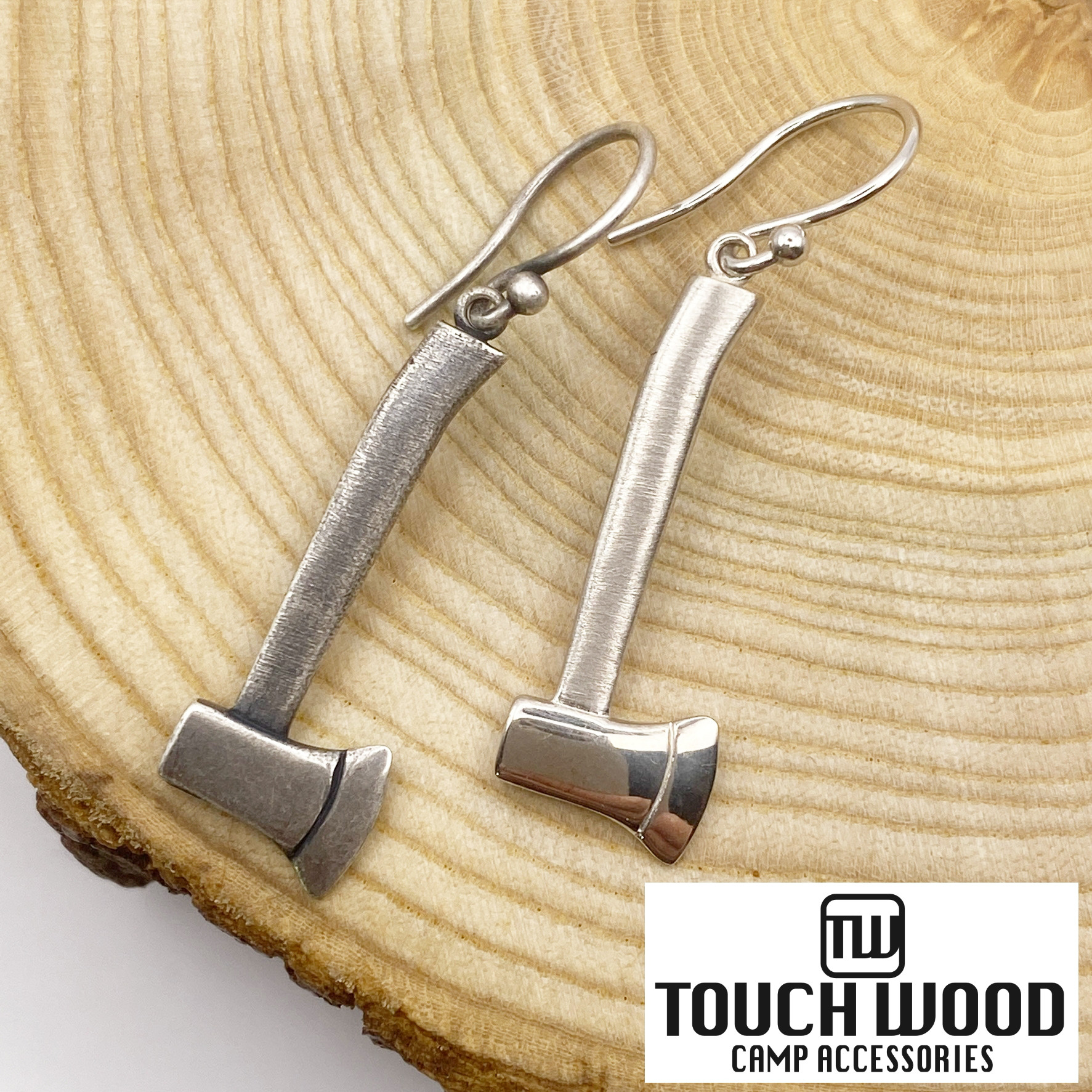TOUCH WOOD キャンプアクセサリー SILVER925【アックス・斧】ピアス（肩耳用）