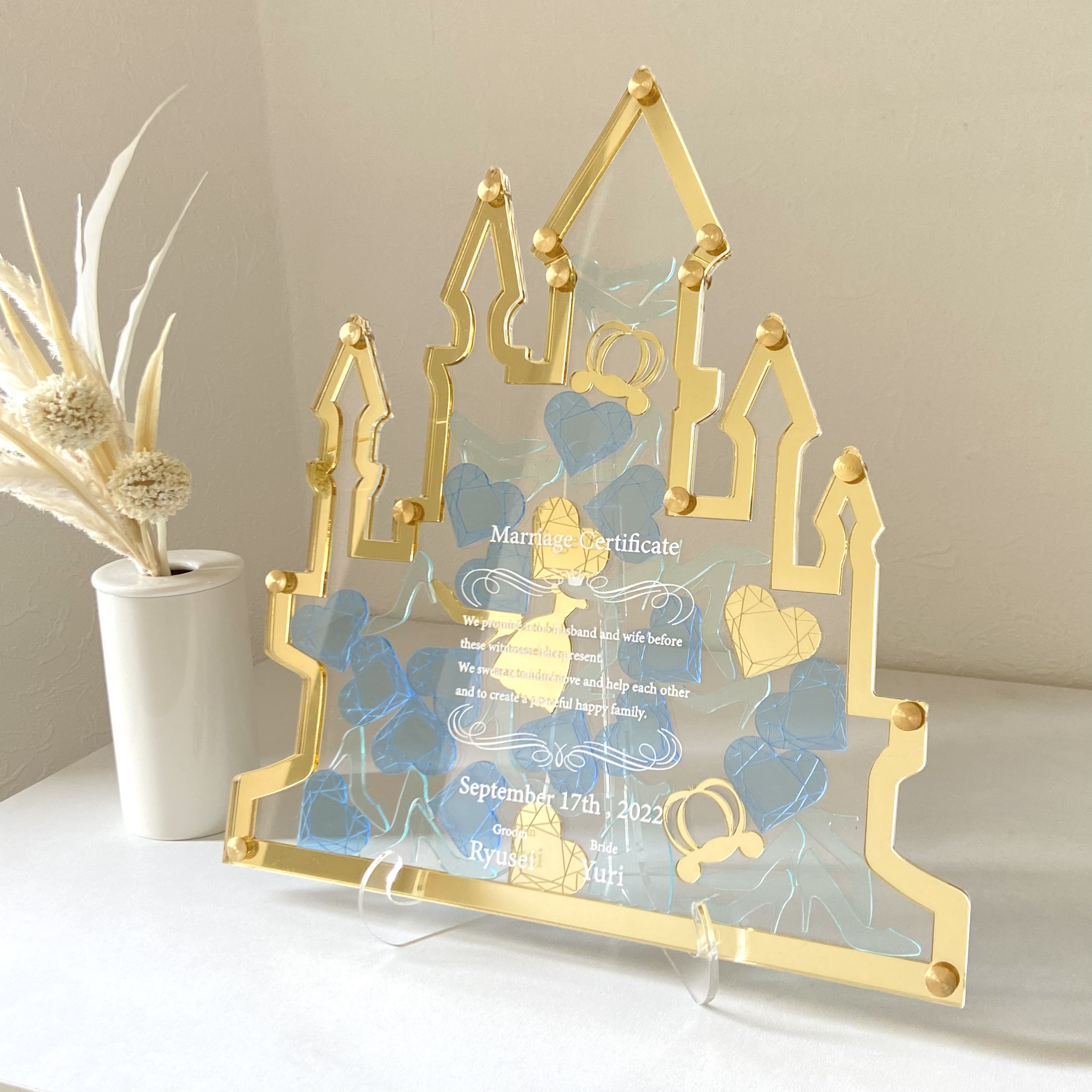 ウェディングドロップス　お城　ハートドロップス　ウェルカムボード　ゲスト参加型結婚証明書