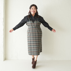 Morino Gakko 大尺碼緊身胸衣連身裙（格紋） 推薦給骨瘦如柴的人 第2張的照片