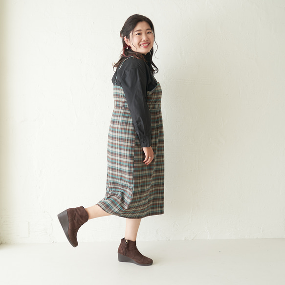 Morino Gakko 大尺碼緊身胸衣連身裙（格紋） 推薦給骨瘦如柴的人 第8張的照片