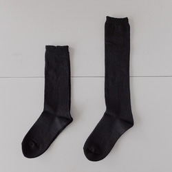 亞麻針織高筒襪（黑色）長22-24cm 第3張的照片