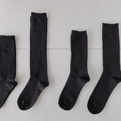 亞麻針織高筒襪（黑色）長22-24cm 第2張的照片