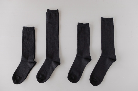 亞麻針織高筒襪（黑色）長22-24cm 第2張的照片