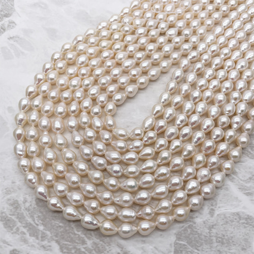 高品質 しずく淡水パール 6粒 小粒 雫真珠 ドロップ バロック 7.5~8.5