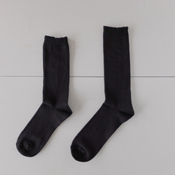 亞麻針織襪（黑色）25-27cm 常規長度 第2張的照片