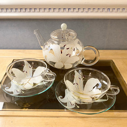 【Creema限定】【卡薩布蘭卡百合】百合3件套茶具60歲生日禮物退休禮物生日母親節禮物 第1張的照片