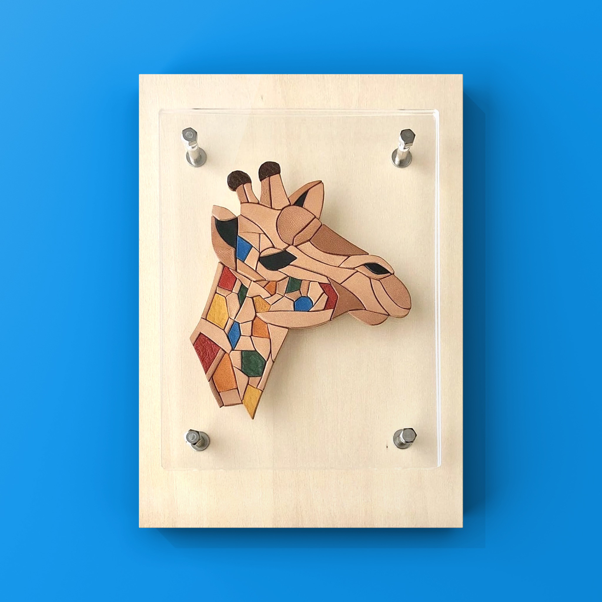 ■送料無料■ Leather Art  / Colorful Giraffe - 21,000円