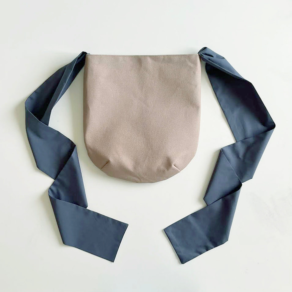 【受注生産】ショルダー・斜めがけ・手提げと3wayで使える！  canvas ribbon tote bag（シナモン） 8枚目の画像