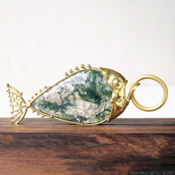 モス アゲート フィッシュ チャーム / Moss Agate Fish charms 1枚目の画像