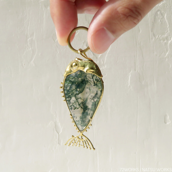 モス アゲート フィッシュ チャーム / Moss Agate Fish charms 5枚目の画像