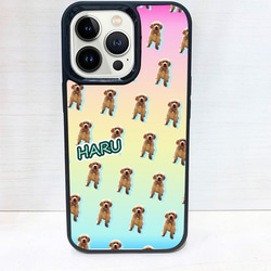 iphoneアクリルパネルケース 犬の写真オリジナル加工デザイン 総柄 かわいいワンちゃんの柄 トイプードル チワワ 1枚目の画像