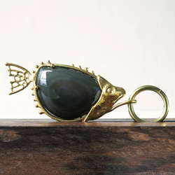 レインボー オブシディアン フィッシュ チャーム / Rainbow Obsidian Fish charms 1枚目の画像